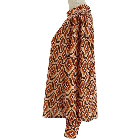 Shein Womens Mock Neck Retro Pleated Blouse Dressy Long Puff Sleeve Size Large - Picture 8 of 12